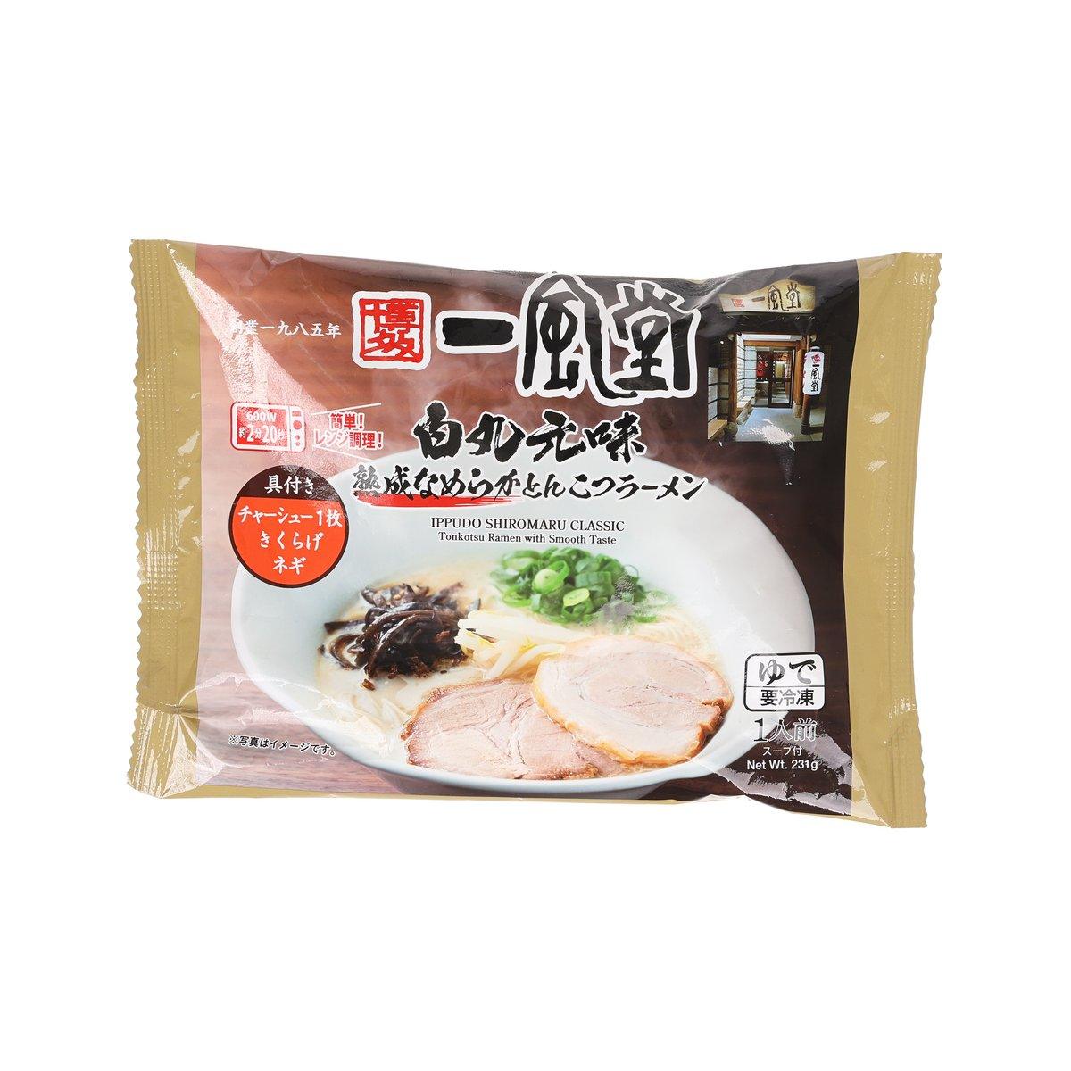 Frozen ramen kit in sealed pouch with roast pork, noodles, and broth