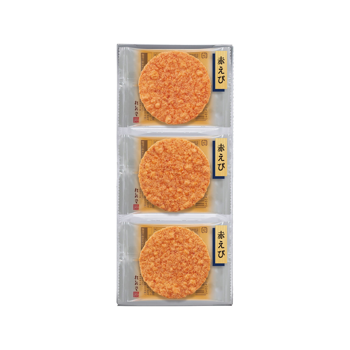 Roasted red shrimp crackers in clear tray, 10-pc pack