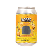 Orange IPA beer can with silver lid; BREER front label and BOLO BAO text