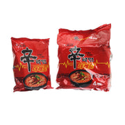 Red Shin ramen instant noodle packets, set of 2 with flavor picture and 4 pack count