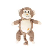 Monkey plush hot water bag with face and orange star on light belly