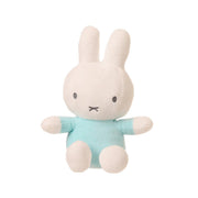 Plush bunny doll bag with light-blue outfit, white ears, and stitched face
