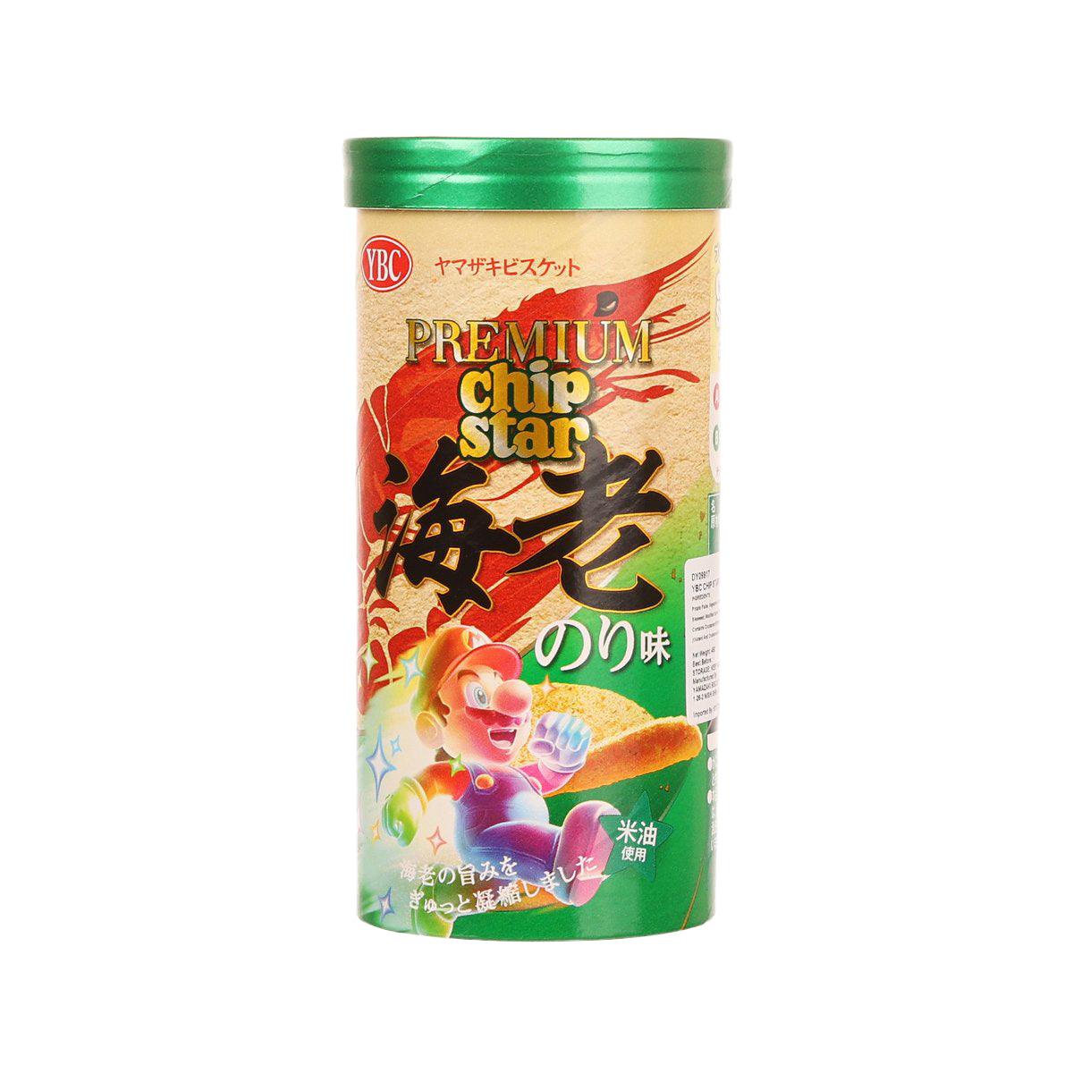 YBC Premium Chip Star potato chips can, seaweed shrimp flavor, beige with green lid