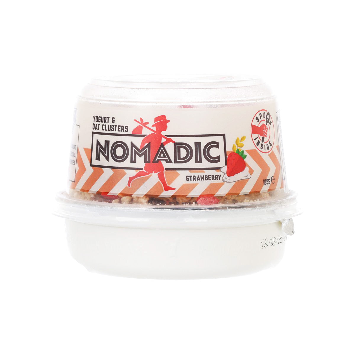 NOMADIC yogurt & oat clusters strawberry container with clear snap-on lid