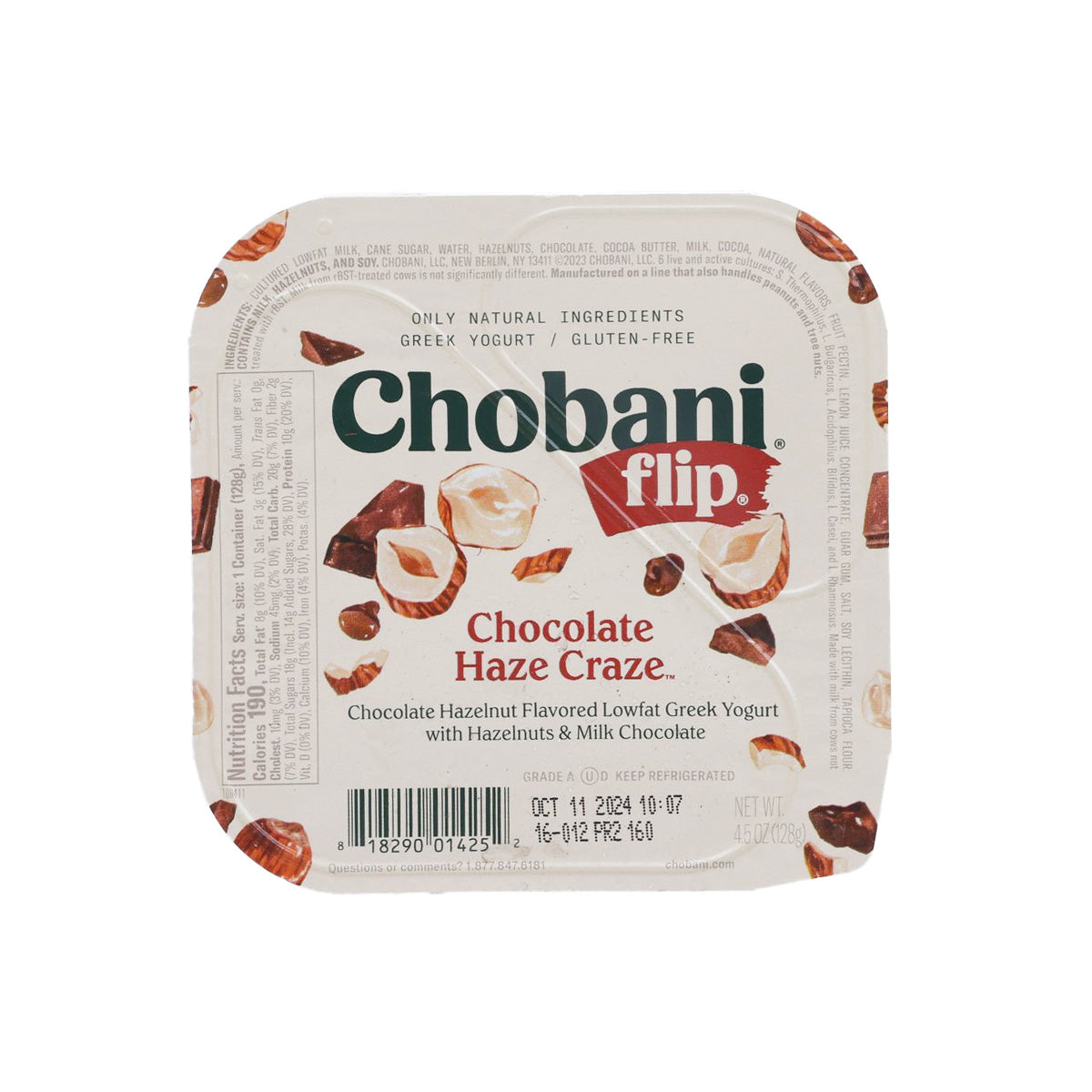 Lidded CHOBANI Flip Chocolate Haze Craze lowfat Greek yogurt cup