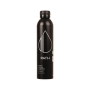 PATHWATER alkaline water bottle, black with screw cap; front PATH logo label