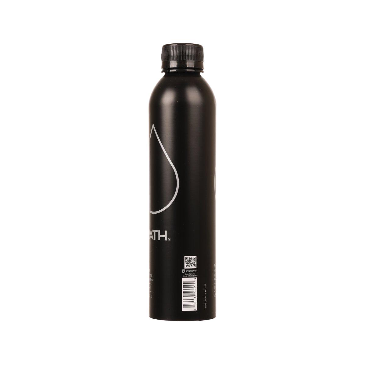PATHWATER alkaline water bottle, black; side label with PATH logo and barcode