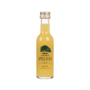 RINGOWORK apple juice bottle, clear glass with gold label and metal cap.