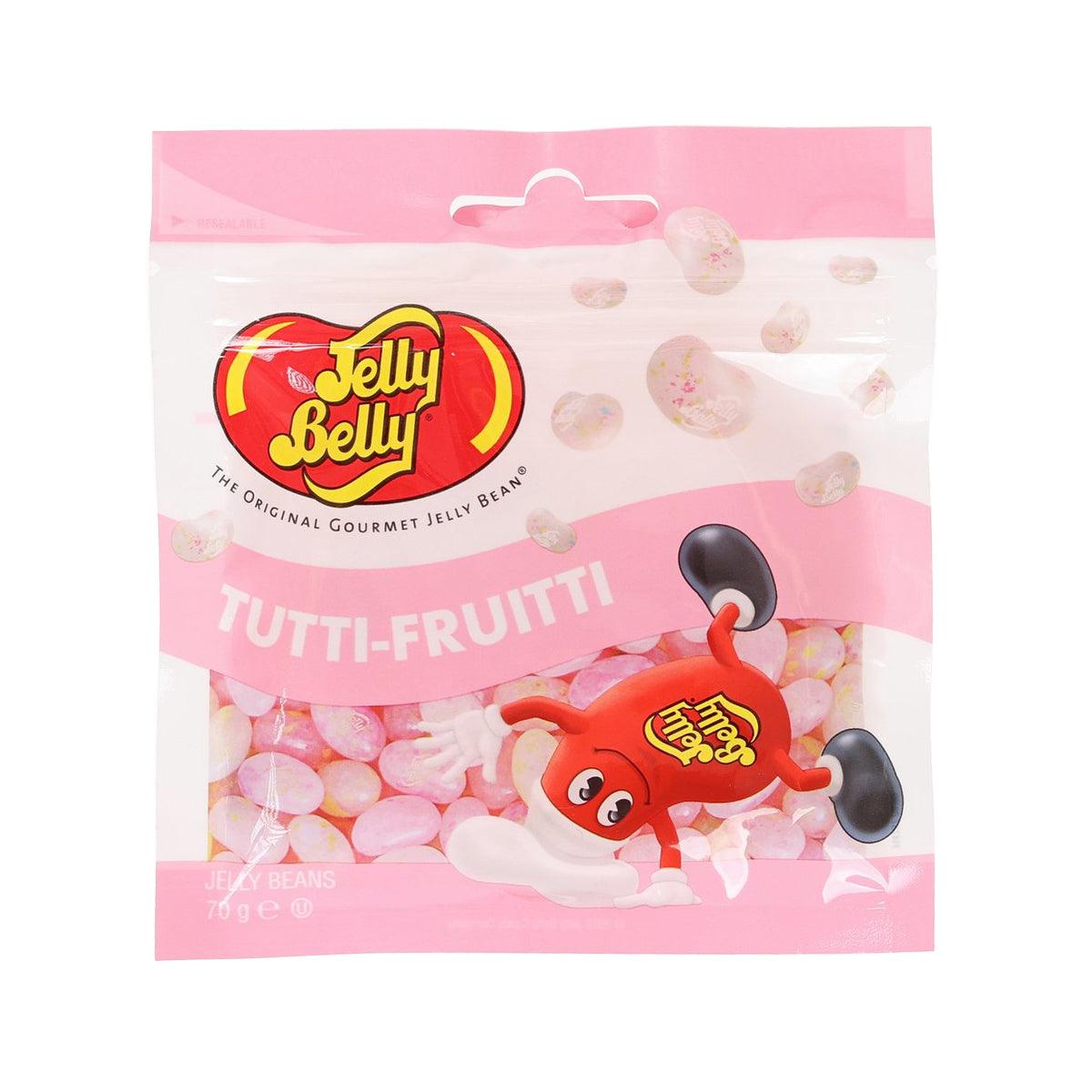 Pink Jelly Belly Tutti-Fruitti jelly beans bag with logo and cartoon character