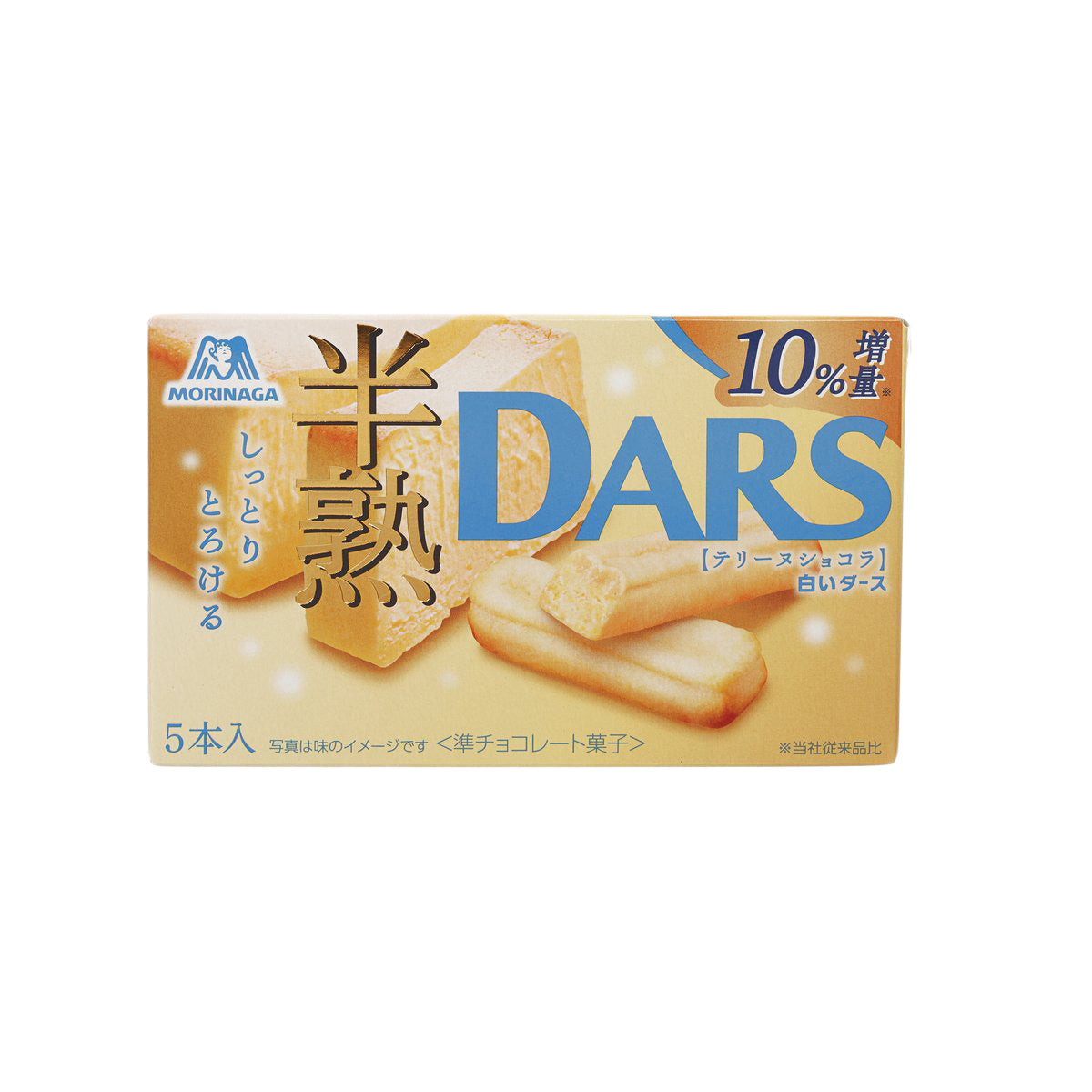 White chocolate cream flavor wafer snack box, MORINAGA DARS, front view