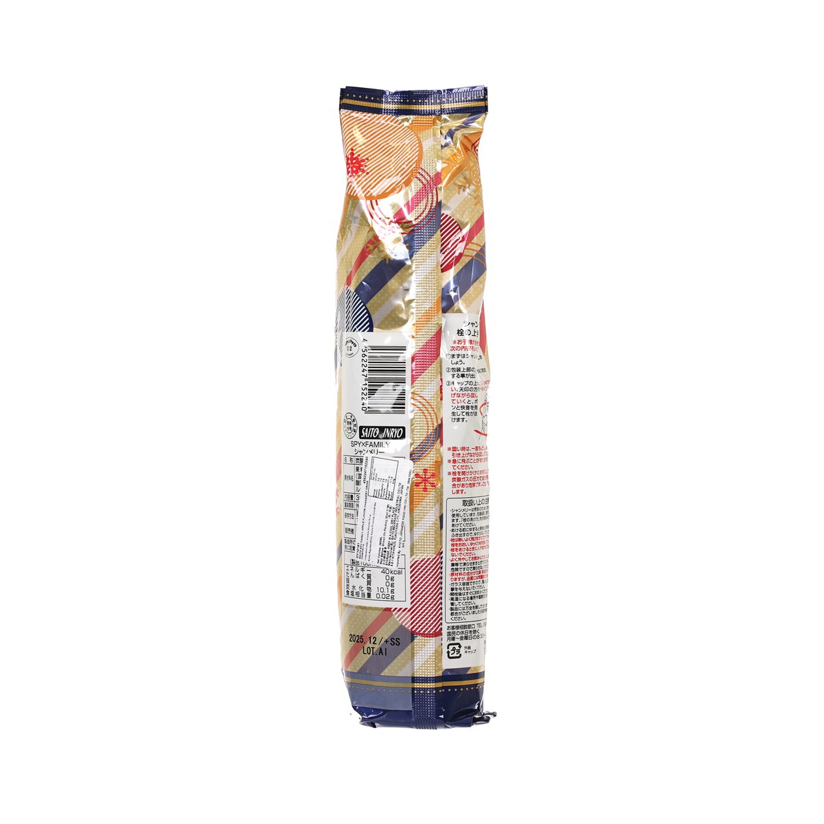 SAITO Spy Family apple flavor chanmery drink pouch with barcode and back panel