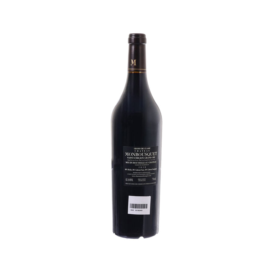 CH MONBOUSQUET Saint Emilion 2020 red wine bottle, back label