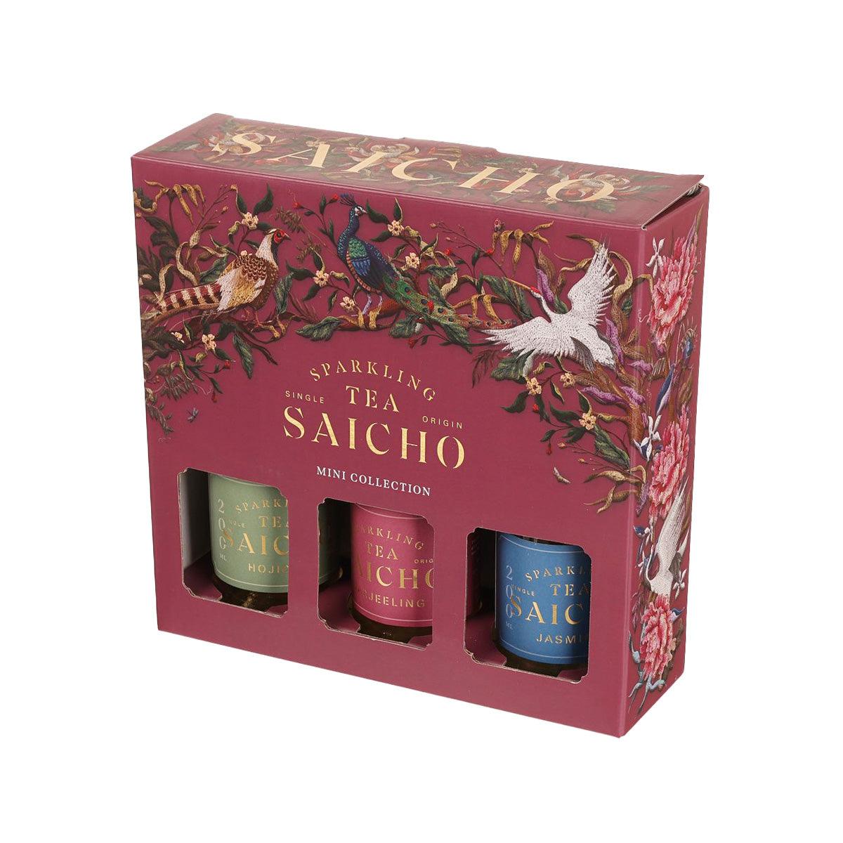 Sparkling tea mini collection gift box with three tins shown in front cutouts