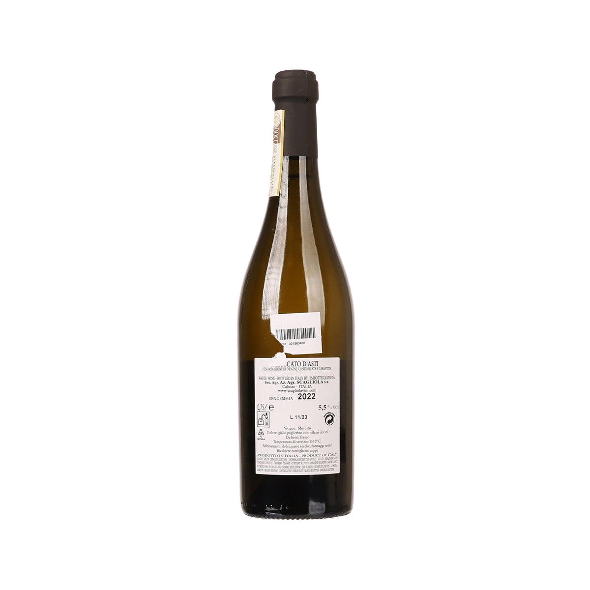 Wine bottle with back label, dark glass, and cork-style cap