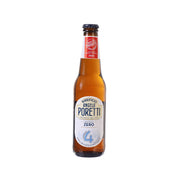 Amber glass beer bottle with “ZERO 4” label, non-alcoholic 0.5%, 330 mL