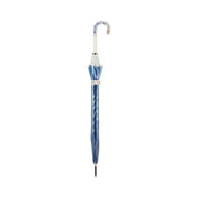 W.P.C. blue striped umbrella with curved clear handle and bundled clasp