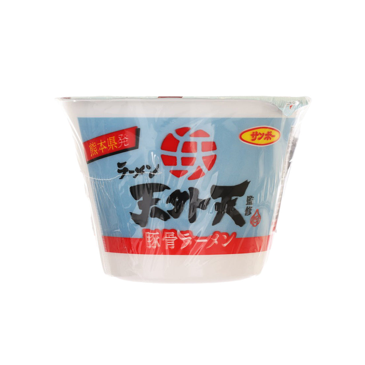 Instant ramen cup, side label in blue and red with logo, 115g