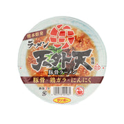 Instant ramen cup with lid, blue and red graphics, pork bone flavor, 115g