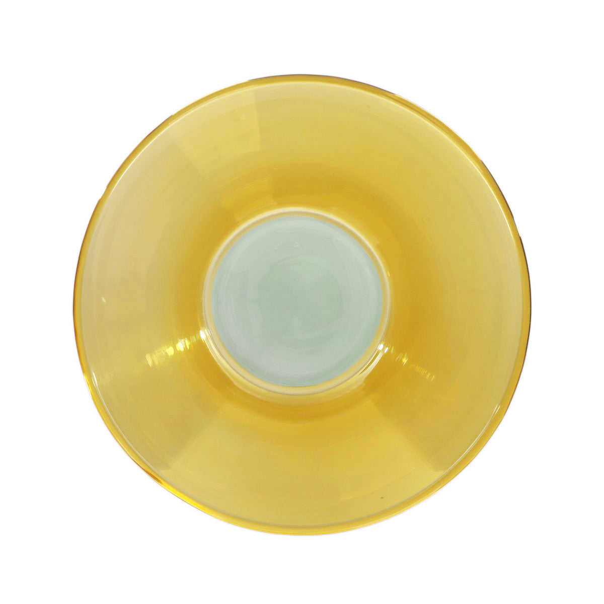 Yellow glass bowl with circular base and inner glass