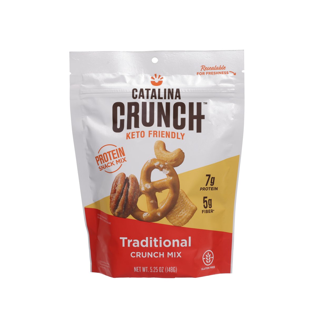 Traditional pretzel and nut crunch snack mix pouch, keto friendly, protein