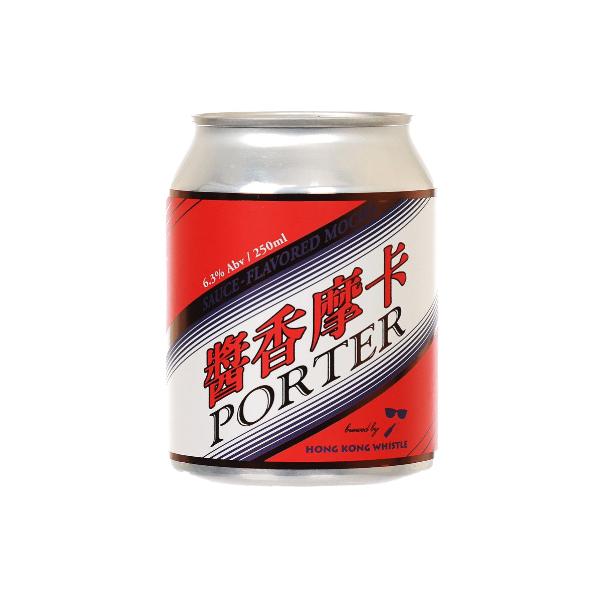 250 mL mocha porter beer can with red black label