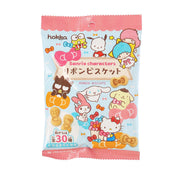 Bowtie-shaped biscuit package with pink and character illustrations, 45g