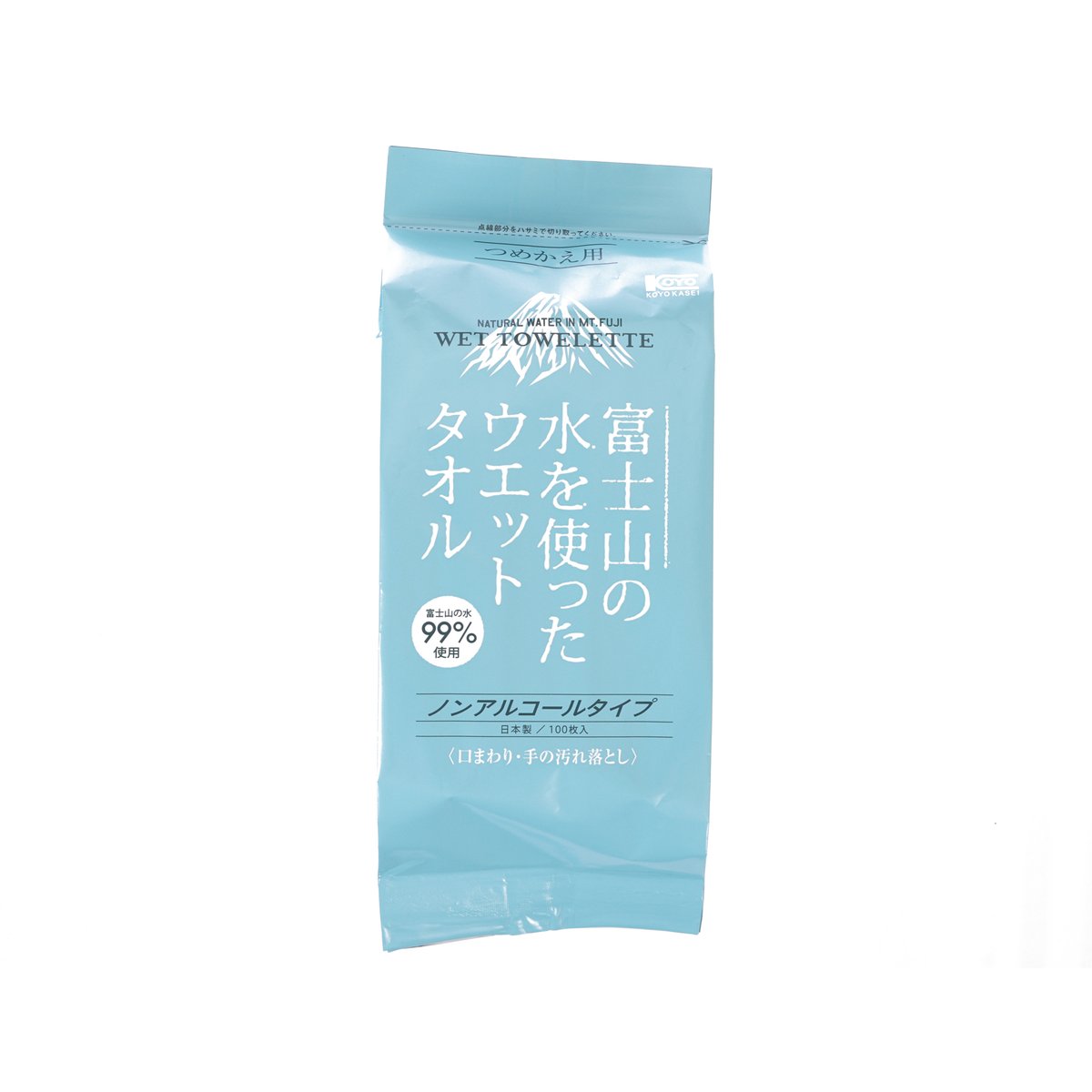 Blue wet wipes refill pouch, sealed front with large text, 100 count