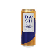 DASH Mango sparkling water can, orange/navy label, 330 ml, 0 calories