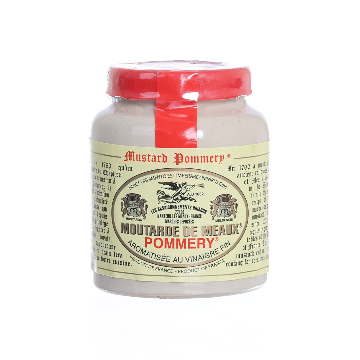POMMERY Meaux mustard jar with red lid, 100 g glass bottle