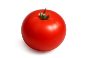 Fresh red tomato with green stem