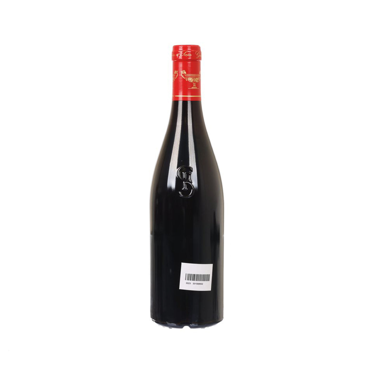 Echezeaux Grand Cru 2022 red wine bottle, back view with barcode label, dark glass.