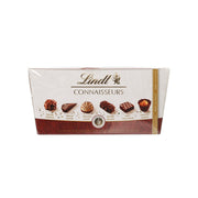 Chocolate gift box with Connaisseurs logo and assorted truffle graphics