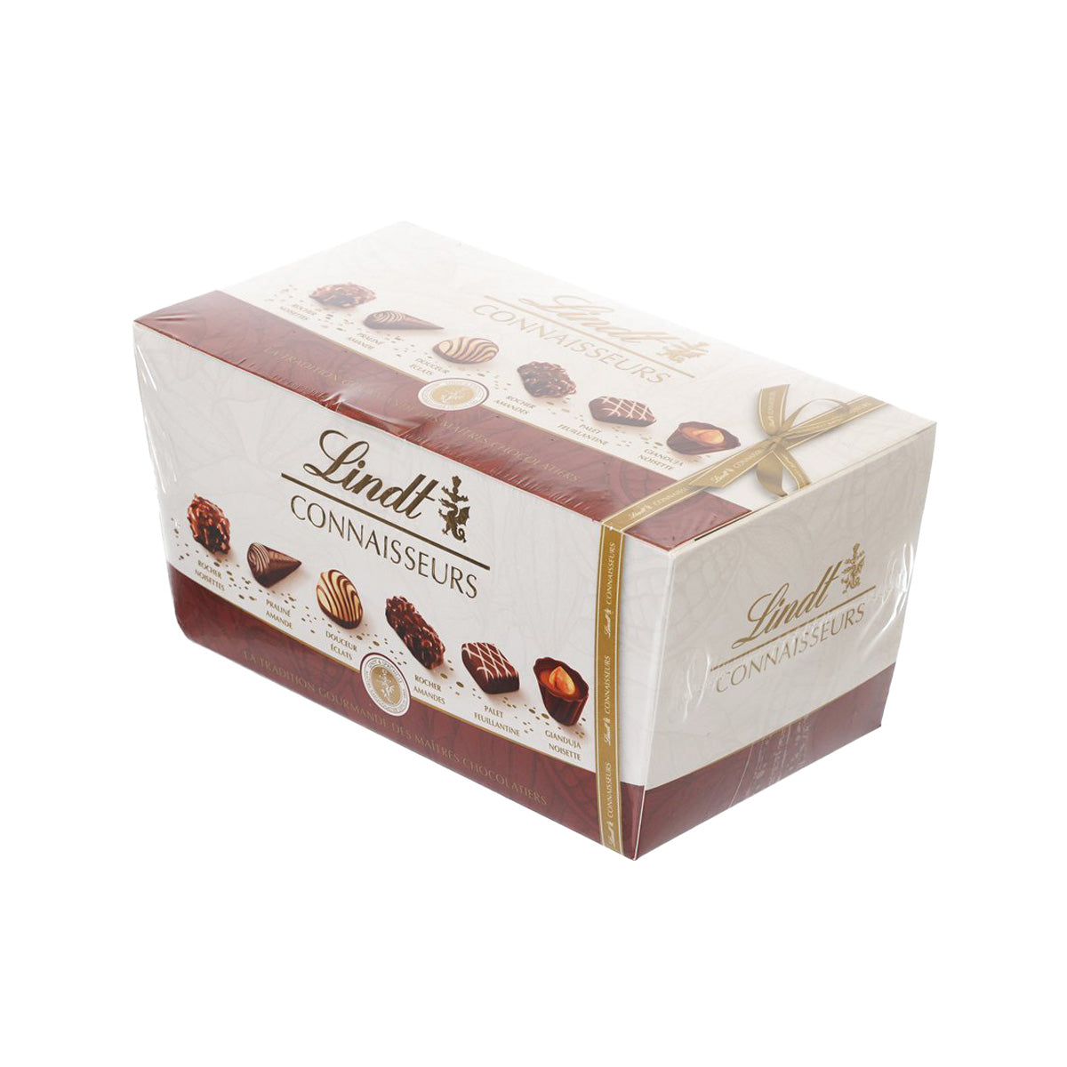 Assorted chocolate gift box with gold ribbon and Connaisseurs branding