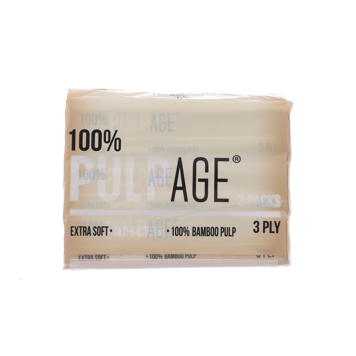PULPAGE 3-ply bamboo pulp facial tissue pack, cream box with 100% claim