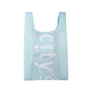Small pocketable tote bag in light baby blue with CITYSUPER logo