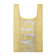 Lemon yellow CITYSUPER logo foldable pocket bag with large U-shaped handles