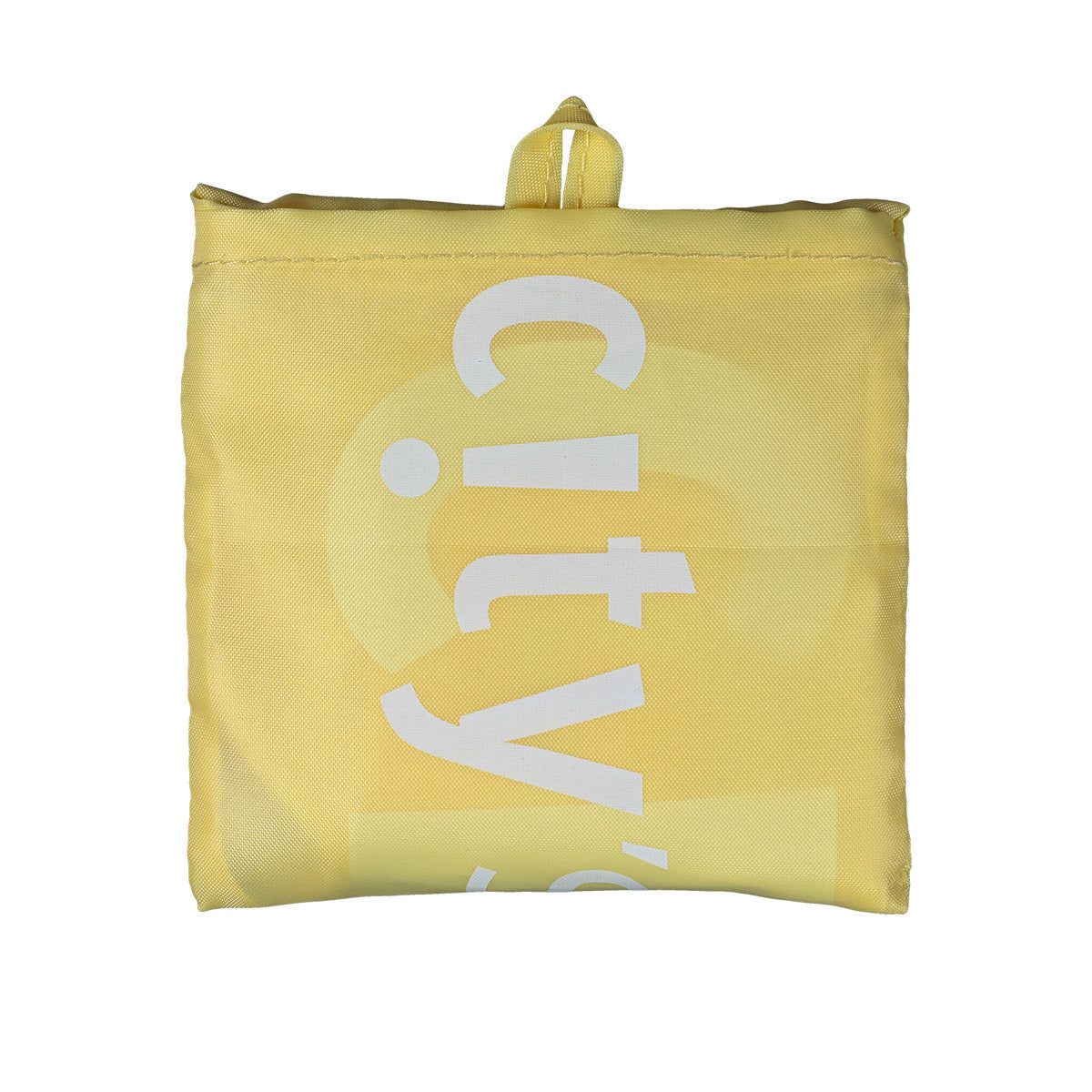 Lemon yellow CITYSUPER logo pouch bag with short top handle