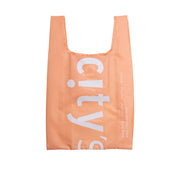 Peach reusable tote bag with CITYSUPER logo, short carry handles