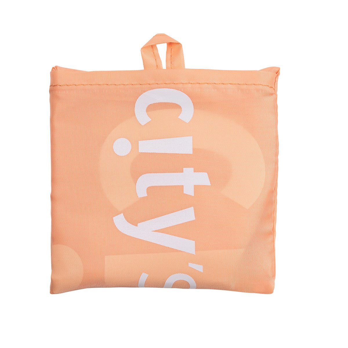 Peach tote bag with CITYSUPER logo, compact foldable shape and handles