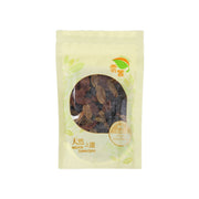 Mixed raisins pouch with front window showing dark raisins