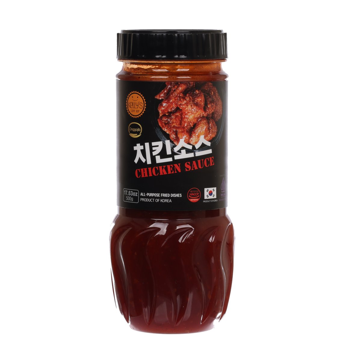 ONGGOJIB chicken sauce bottle with black cap and dark red-brown sauce