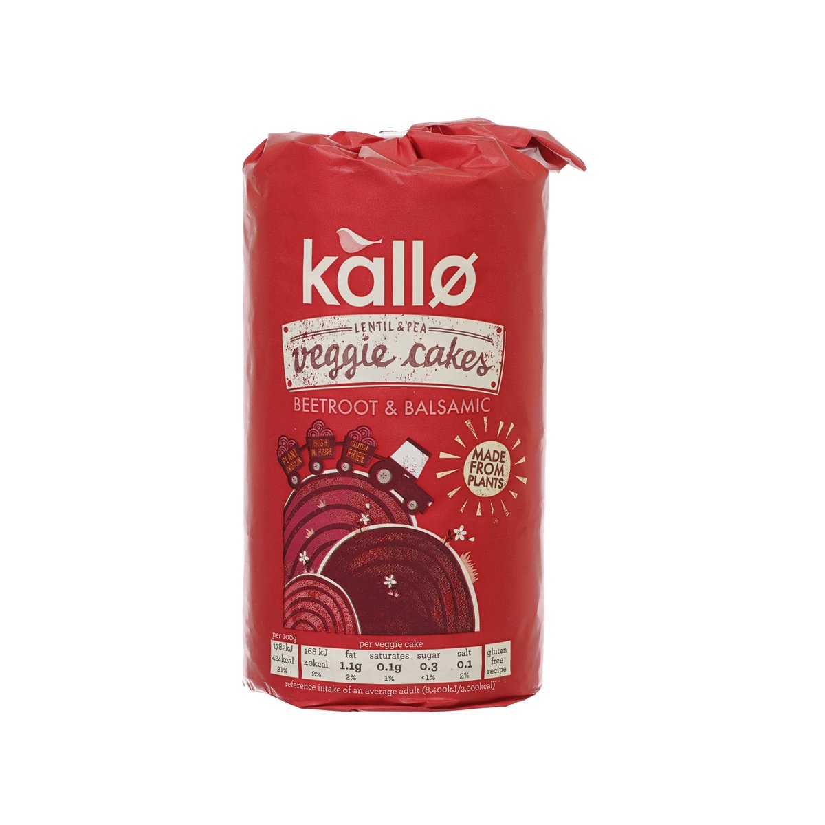 Red Kallo veggie cakes package, beetroot & balsamic label on front