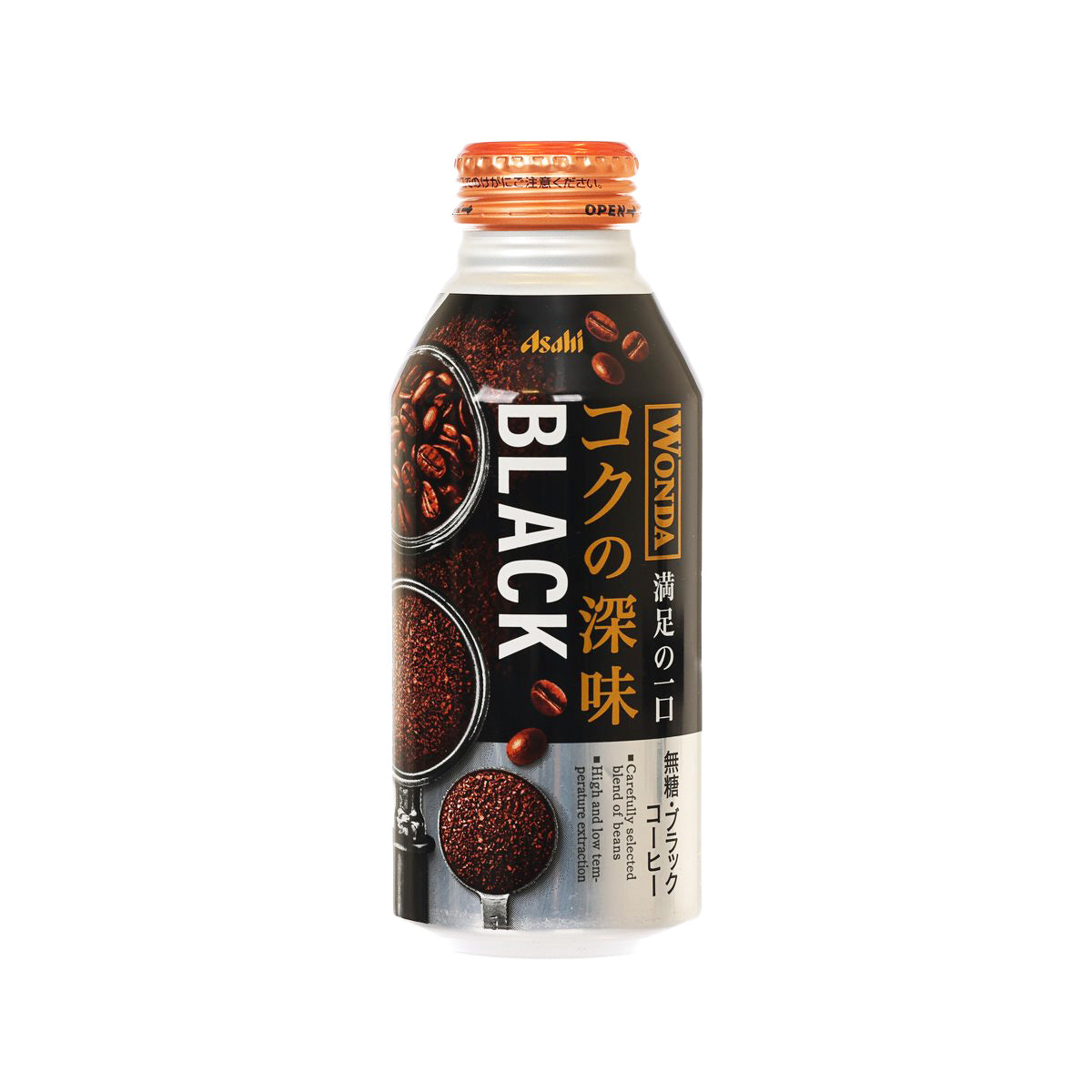 WONDA sugar-free black coffee bottle (400g) with orange cap, front label