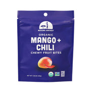 Organic mango-chili chewy fruit bites pouch, blue with MAVUNO HARVEST logo
