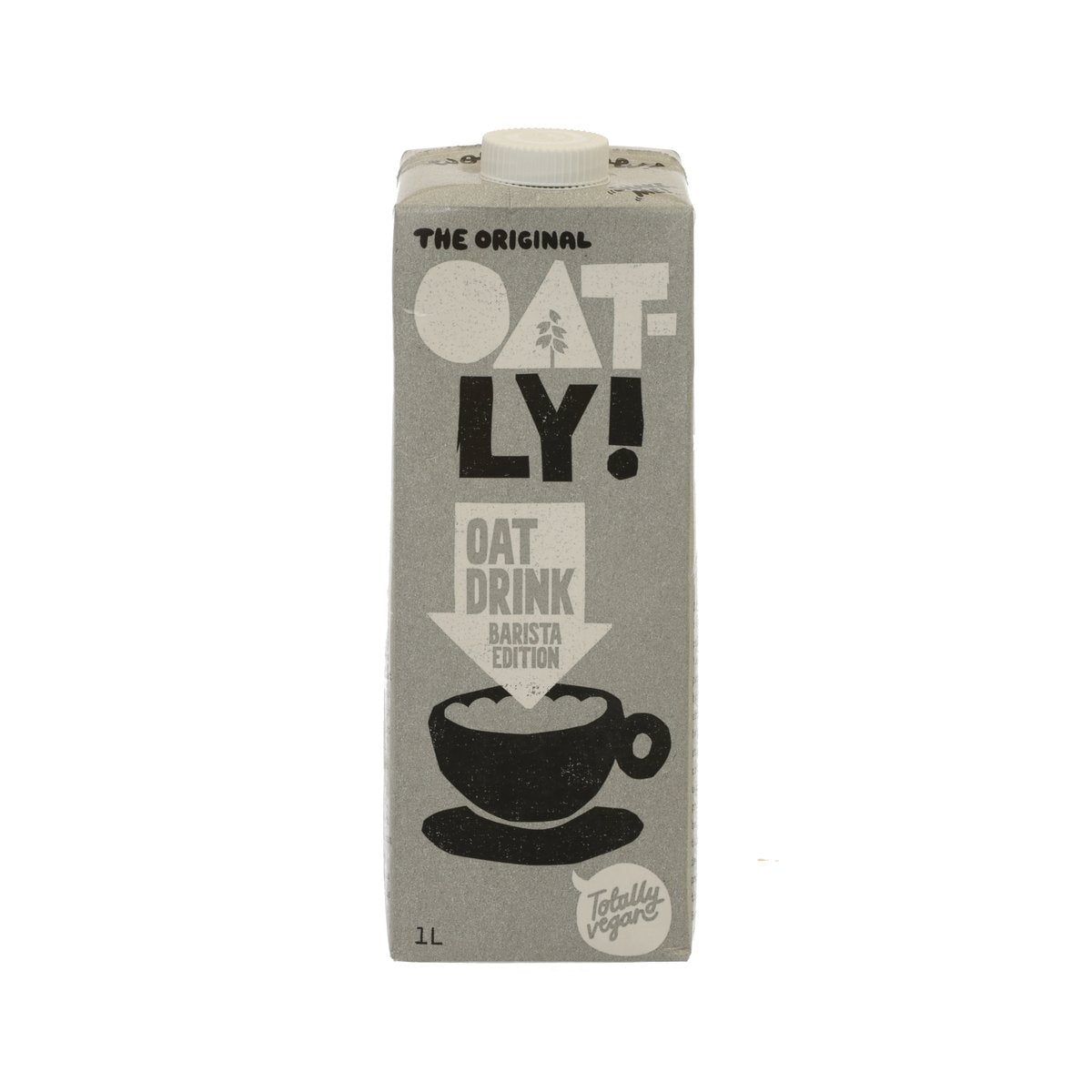 OATLY oat drink barista edition 1L carton, front graphic and cap