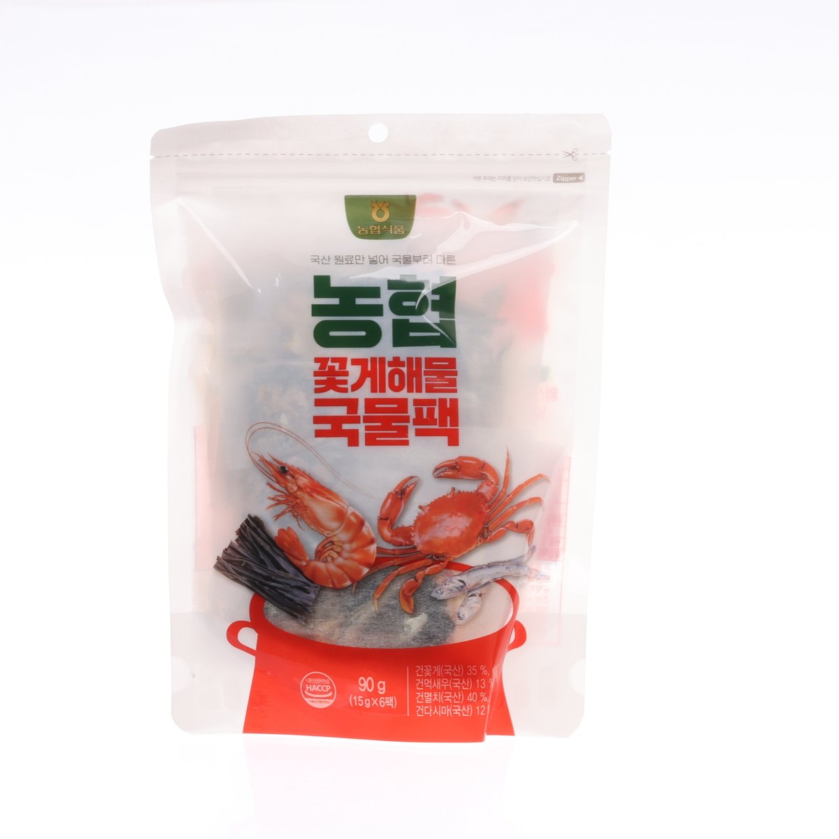 Crab & seafood soup pack in clear pouch, 90 g, with crab illustration
