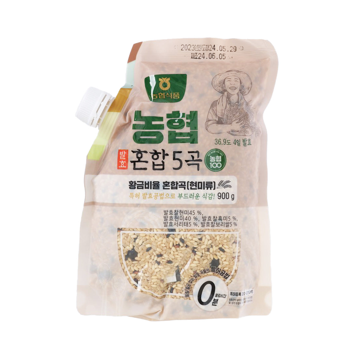 Fermented five-grain rice pouch, 800 g, beige bag with front label