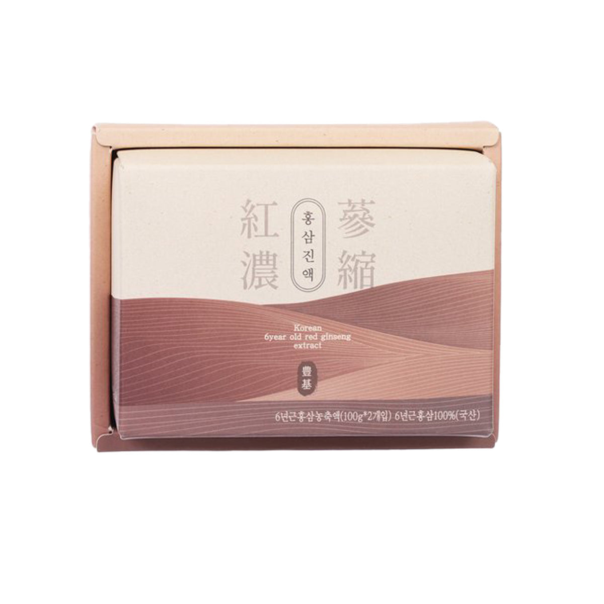 Red ginseng concentrate box with front label and beige top panel