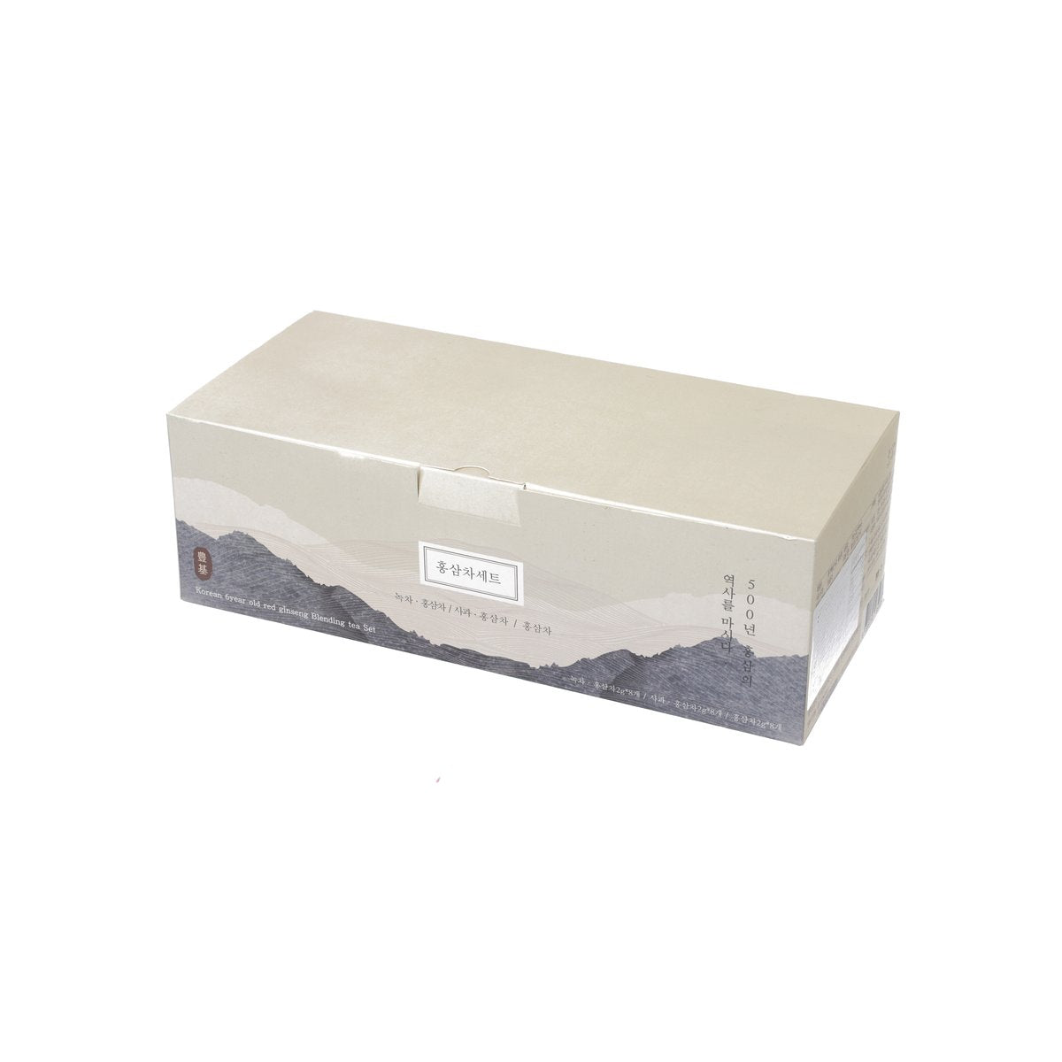 Red ginseng tea set box, beige carton with side label