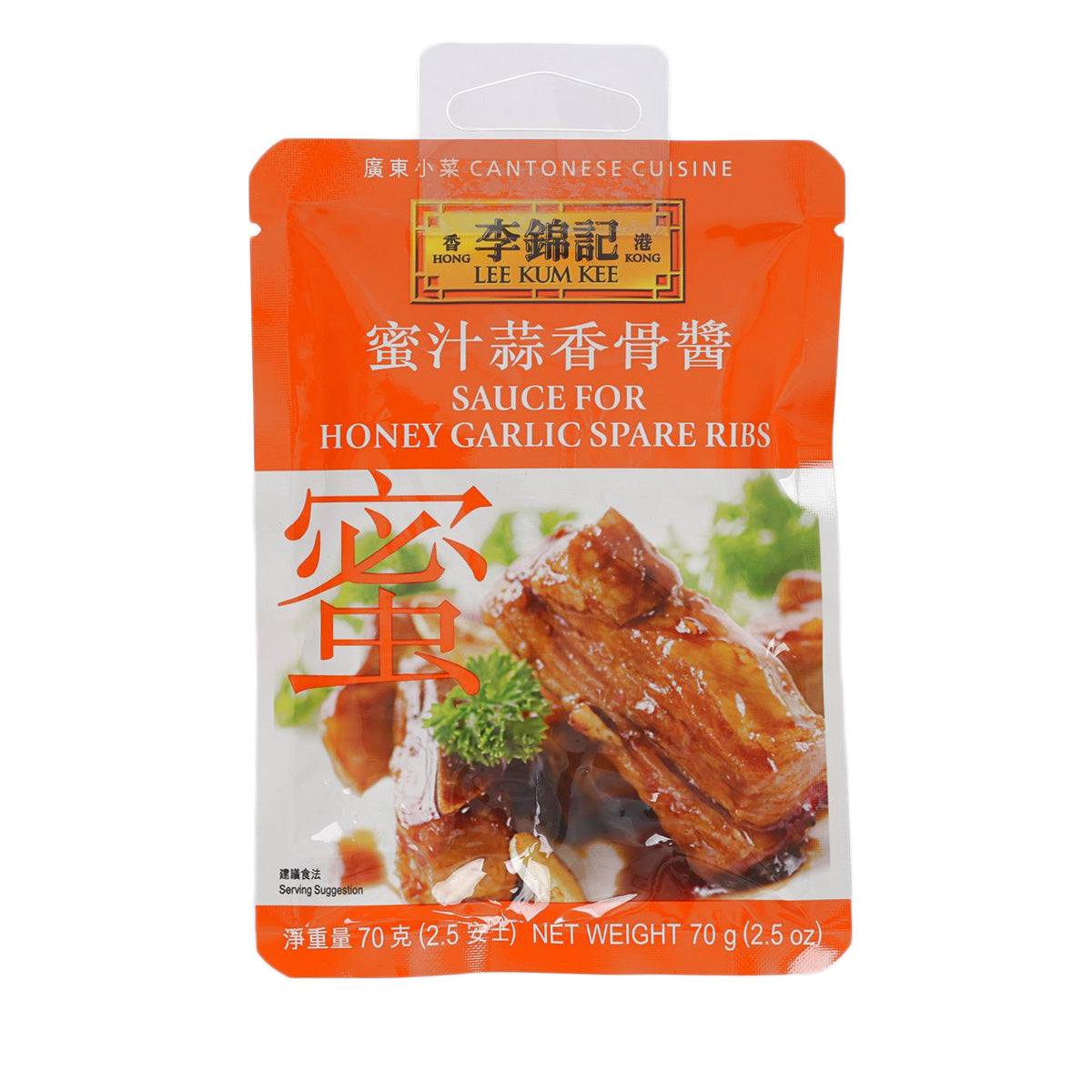 Honey garlic spare ribs sauce pouch by LEE KUM KEE, 70 g net weight